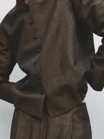 Linen blend jacket with button detail