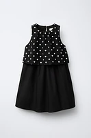 DOUBLE LAYER EMBROIDERED HEART DRESS
