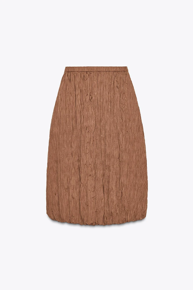 WRINKLED EFFECT BALLOON MIDI SKIRT