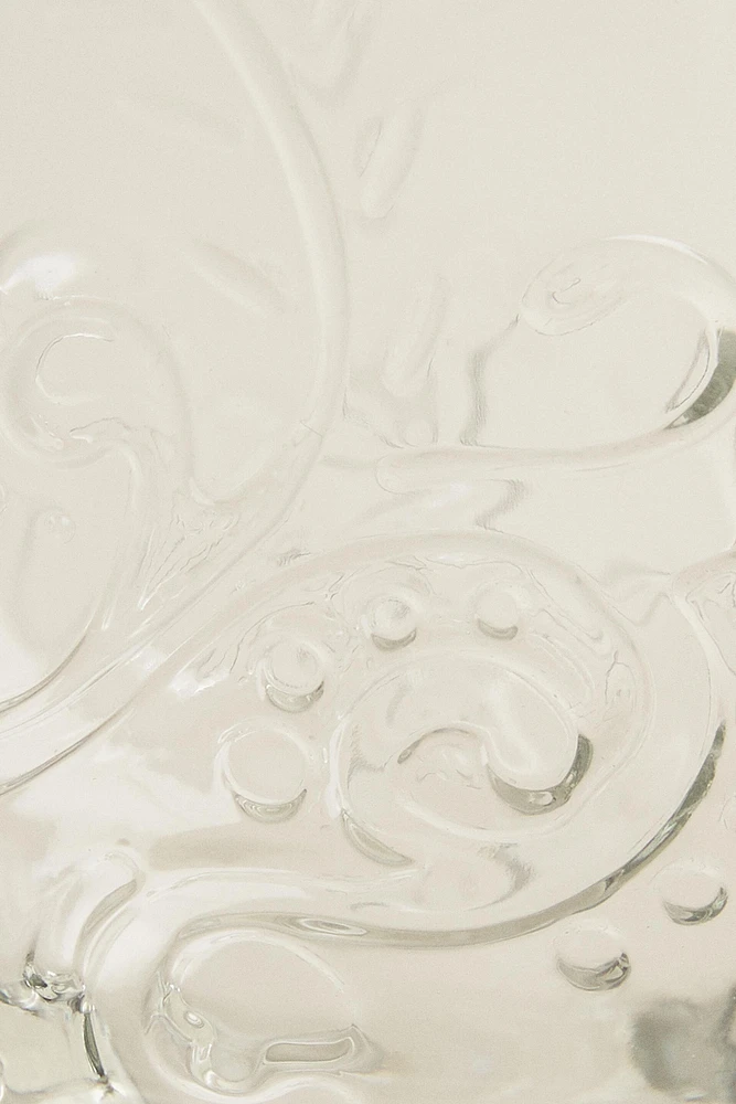 RAISED FLORAL DESIGN GLASS TUMBLER