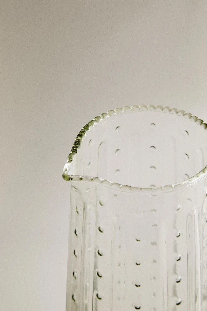 RAISED DESIGN GLASS PITCHER
