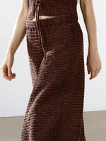 Cotton blend crochet midi skirt