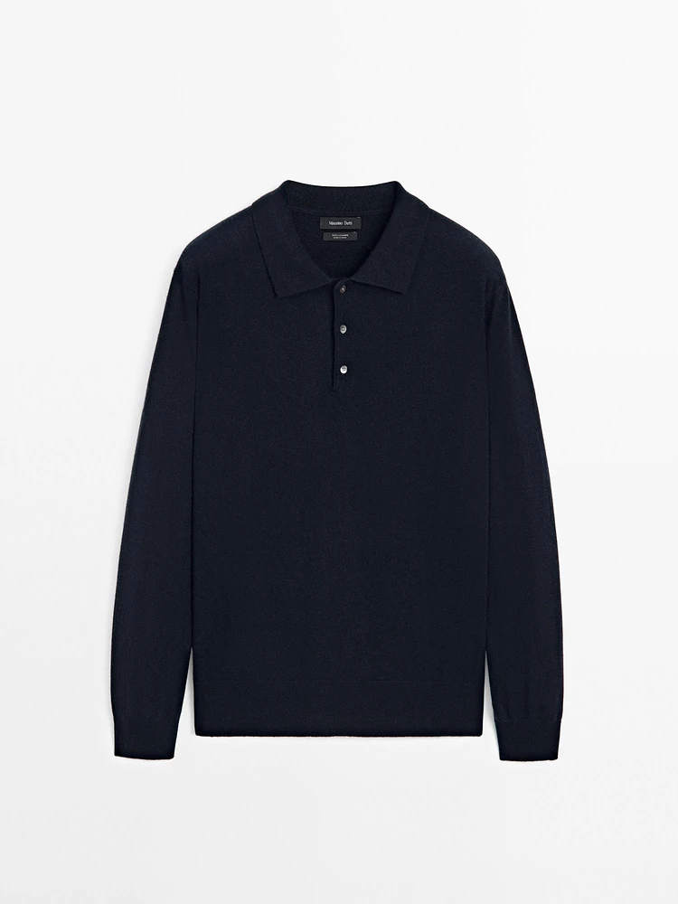 Pull en maille à col polo 100 % cachemire