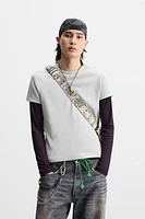 T-SHIRT CROPPED FIT STRUCTURÉ QUADRILLÉ