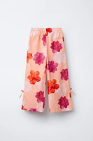 PANTALON À FLEURS AVEC NŒUDS EN LIN