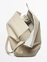 Crackled nappa leather flap bag