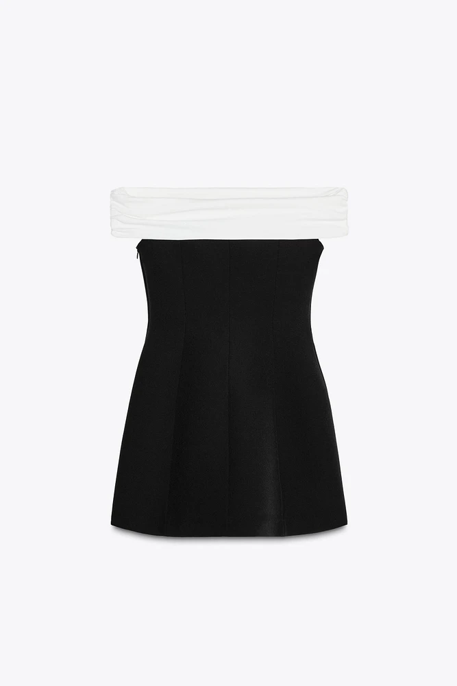CONTRAST STRAPLESS DRESS