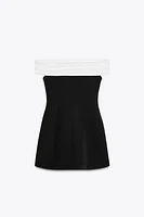 CONTRAST STRAPLESS DRESS