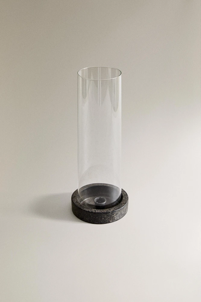 GLASS AND METAL LANTERN