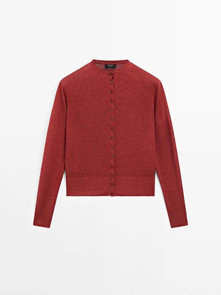 100% linen long sleeve cardigan