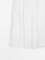 Long contrast V-neck dress