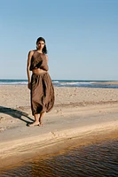 WRINKLED EFFECT BALLOON MIDI SKIRT