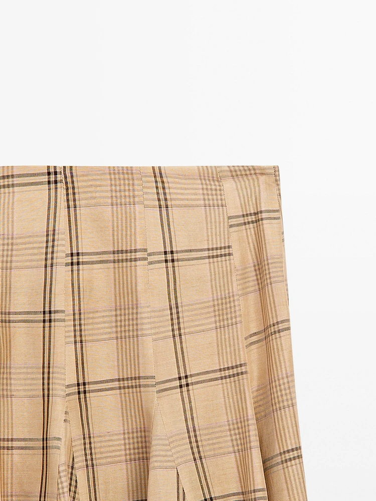 Check print godet midi skirt - STUDIO