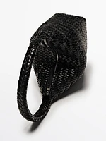 Nappa leather woven bucket bag