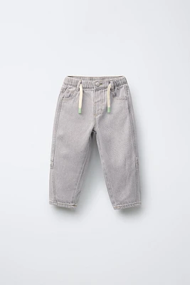 DRAWSTRING BAGGY JEANS