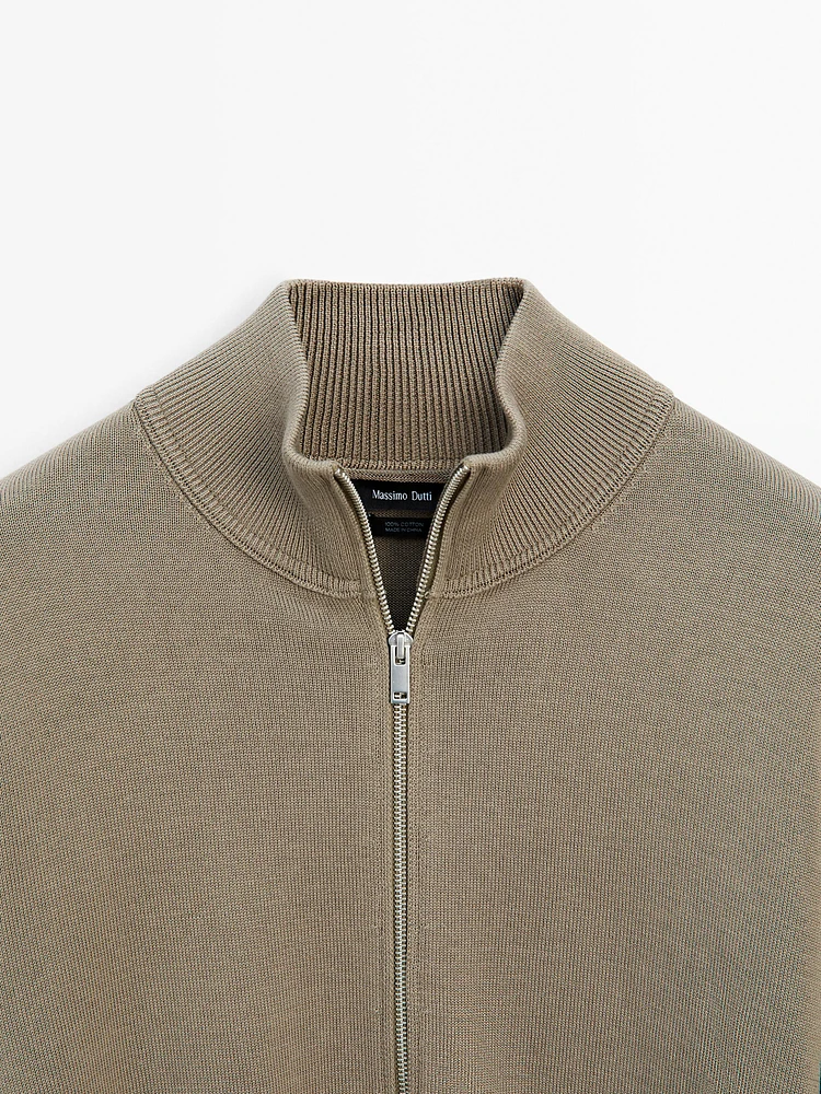 Cardigan maille fermeture Éclair coton