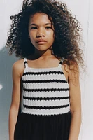CONTRASTING CROCHET KNIT DRESS