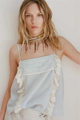 EMBROIDERED STRAPPY TOP
