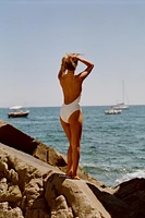 HALTER SWIMSUIT WITH METAL COLLAR