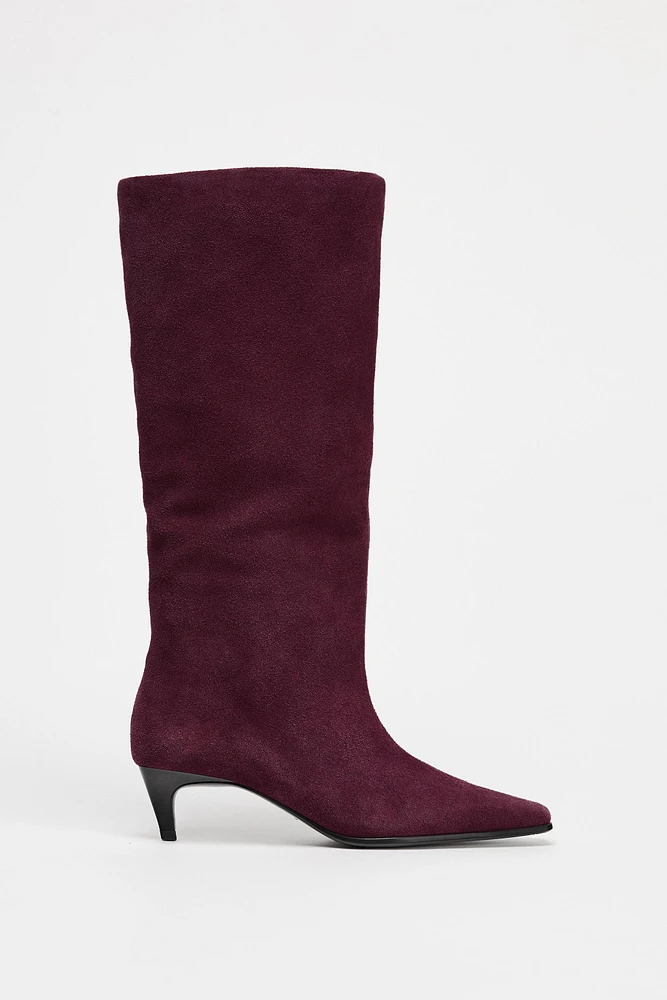 BOTTES À TALONS EN DAIM