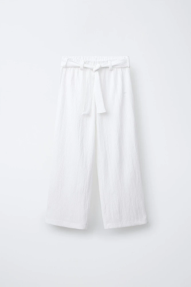 TEXTURED BELTED PANTS