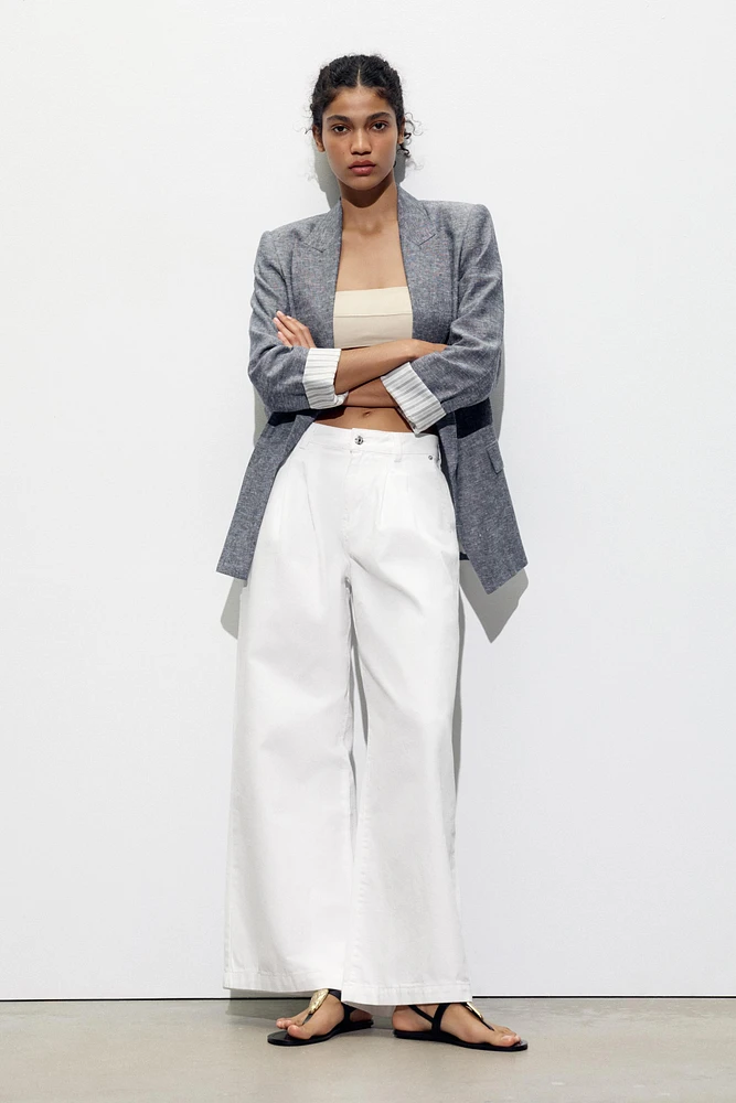 LINEN TURN-UP SLEEVE BLAZER
