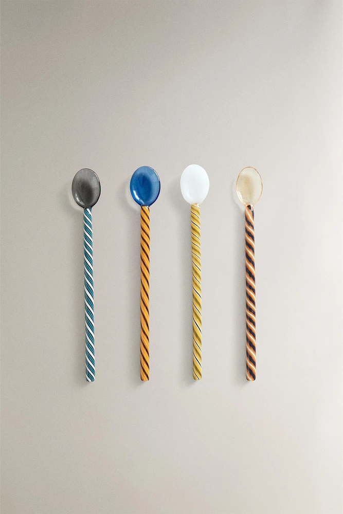 SET OF SPIRAL GLASS DESSERT SPOONS (SET OF 4)