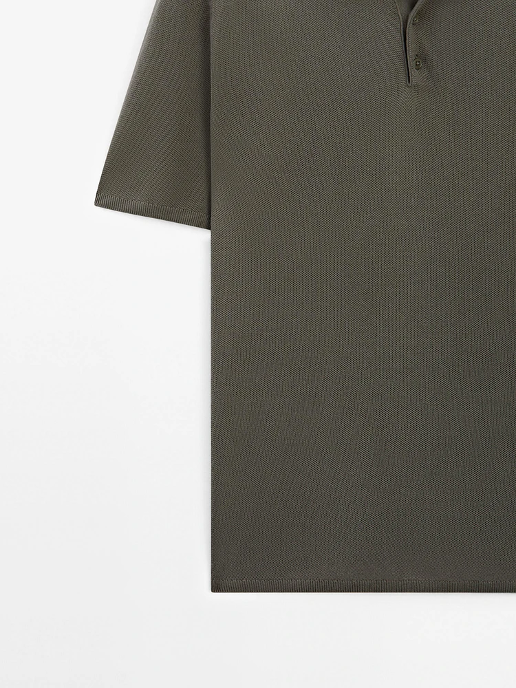 Polo en maille texturée 100 % coton