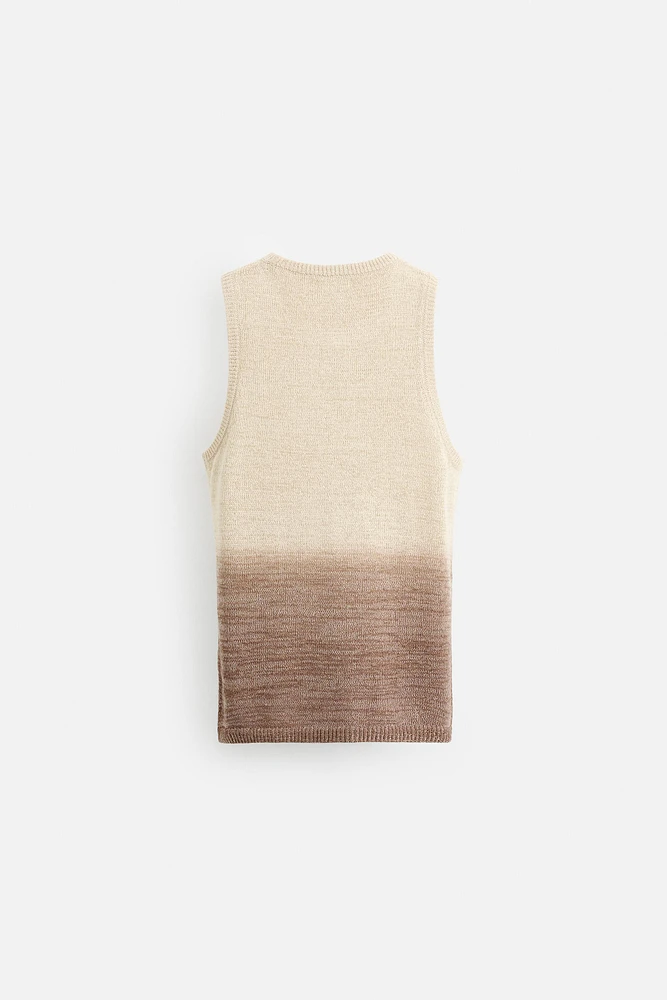 COTTON LINEN BLEND KNIT T-SHIRT