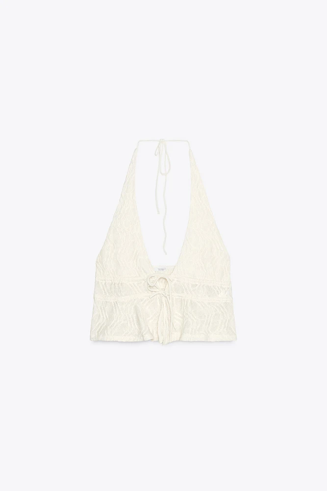 TEXTURED HALTER TOP