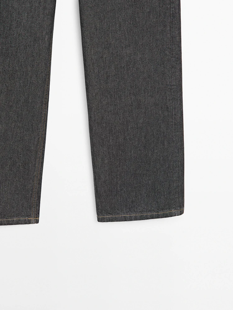 Mid-rise wide-leg cotton jeans