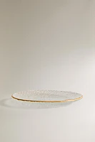 ASSIETTE DE PRÉSENTATION VERRE RECYCLABLE RELIEF FILET DORÉ