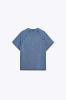 WASHED EFFECT TEXT PLUSH SWEATSHIRT