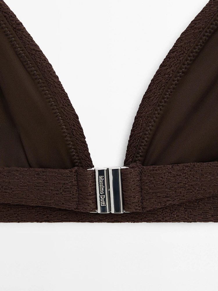Textured triangle bikini top
