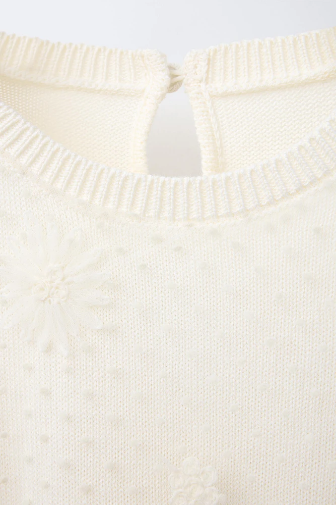 FLORAL TULLE KNIT TOP