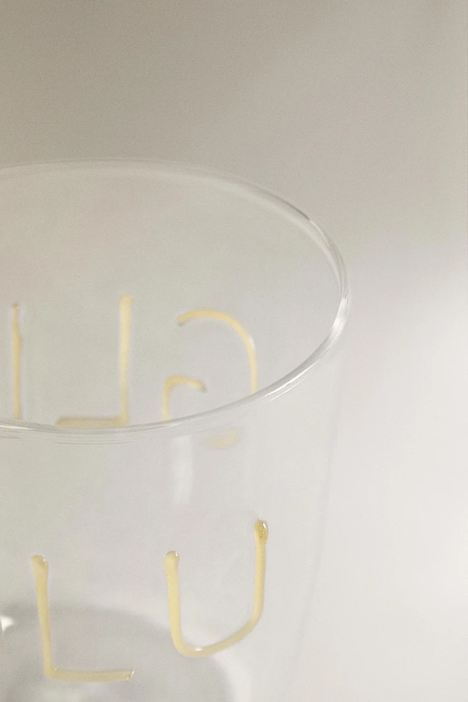 BOROSILICATE GLASS TUMBLER WITH SLOGAN