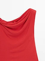 Top drapé avec nœud en coton