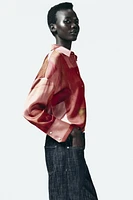 GEOMETRIC PRINT SATIN EFFECT SHIRT