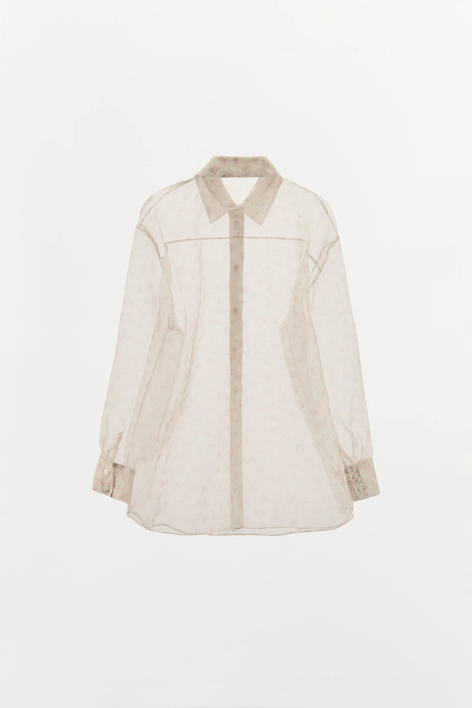 FLORAL ORGANZA SHIRT