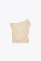 TOP DRAPÉ EN DENTELLE AVEC STRASS
