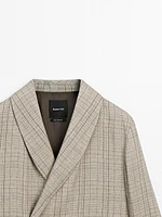 Check print shawl collar blazer