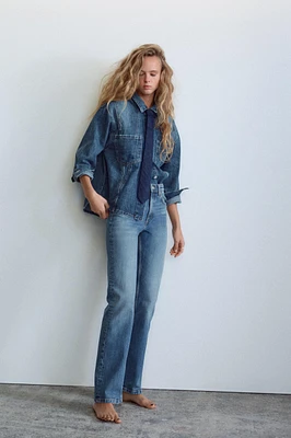 TRF STRAIGHT LEG JEANS WITH A HIGH WAIST