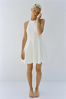 SHORT HALTER GODET DRESS