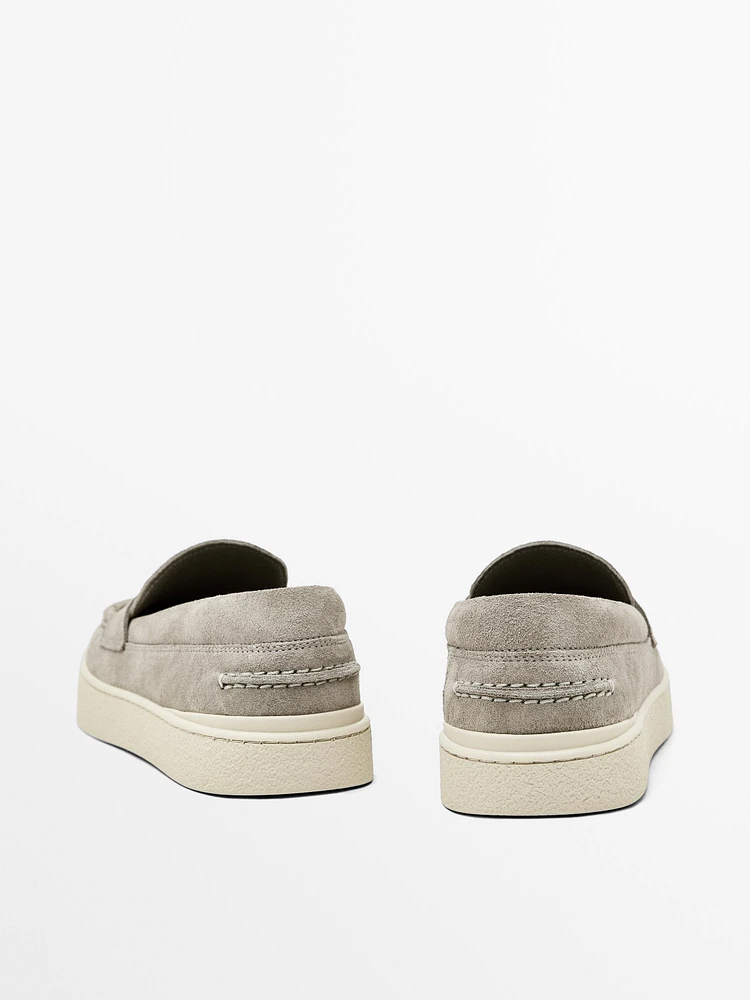 Soft split suede loafers