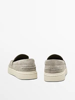 Soft split suede loafers