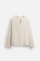 TEXTURED LINEN BLEND POLO SHIRT