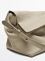 Crackled nappa leather flap bag