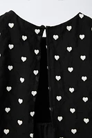 DOUBLE LAYER EMBROIDERED HEART DRESS