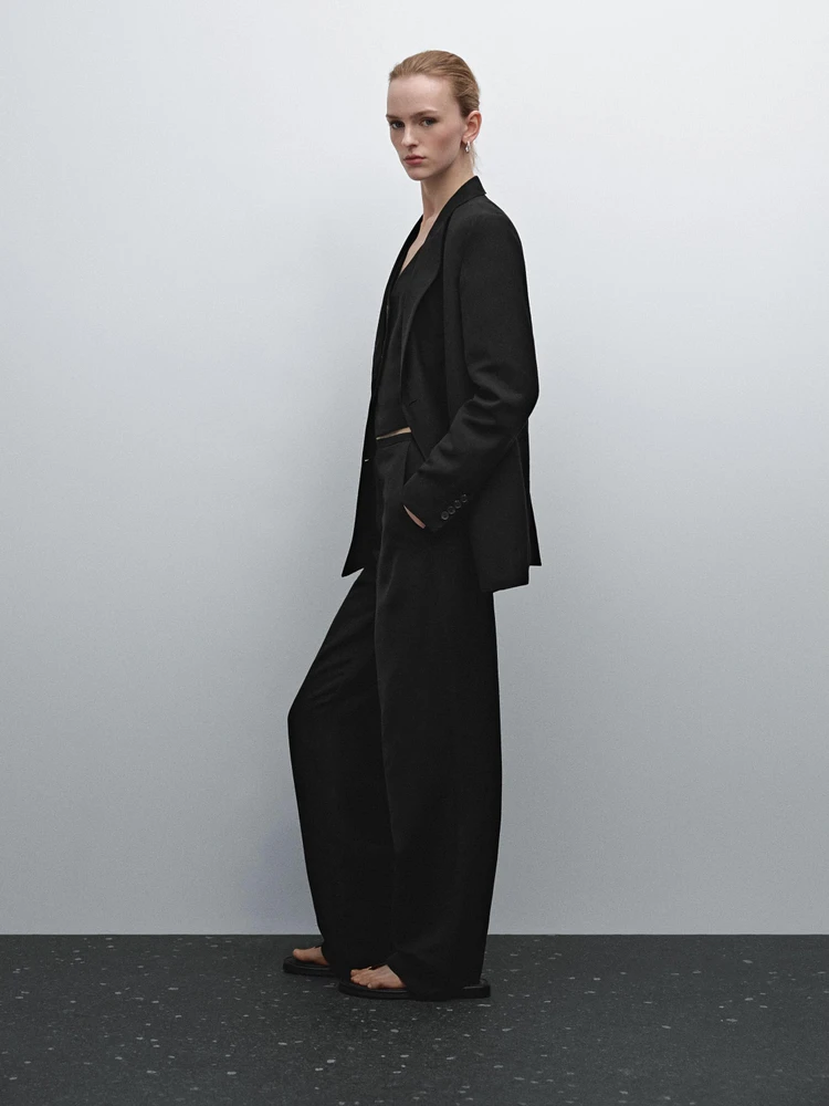 Pantalon lin droit et fluide