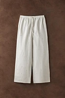 PANTALON COTON FLEURS BRODÉES